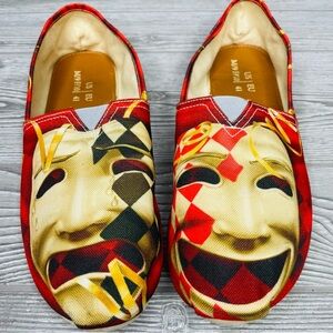 comedy and tragedy casual shoes slip on flats unique w 10 m 9 funny sad shoes